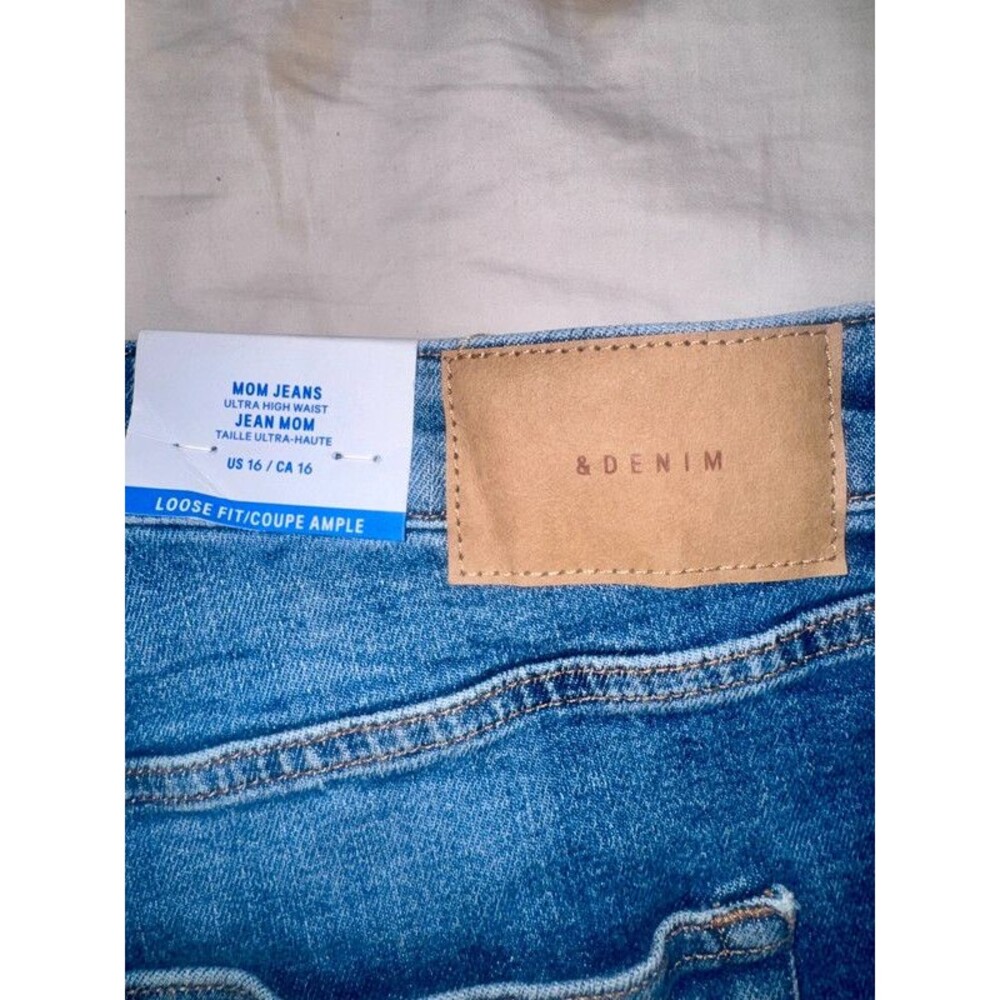 NWT H&M &Denim Ultra High Waist Mom Jeans Blue Size 16 - Picture 7 of 8